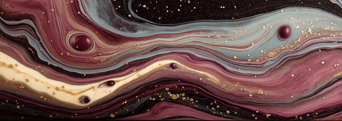 Burgundy and Gold Fluid Marble Mural Wallpaper — Artistic Design Mural Wallpaper - room preview 04
