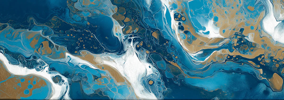 Teal and Gold Liquid Marble Mural Wallpaper — Artistic Flow Mural Wallpaper - room preview 04