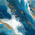 Teal and Gold Liquid Marble Mural Wallpaper — Artistic Flow Mural Wallpaper - room preview 04