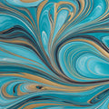 Turquoise and Gold Marble Swirl Mural Wallpaper — Fluid Art Design Mural Wallpaper - room preview 04
