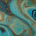Turquoise and Bronze Fluid Art Mural Wallpaper - room preview 04