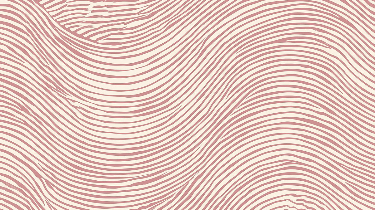 Organic Wave Line Mural Wallpaper — Dusty Rose and Cream Mural Wallpaper - room preview 04