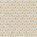Art Deco Fan Mural Wallpaper — Geometric Bronze and Cream Pattern Mural Wallpaper - room preview 04