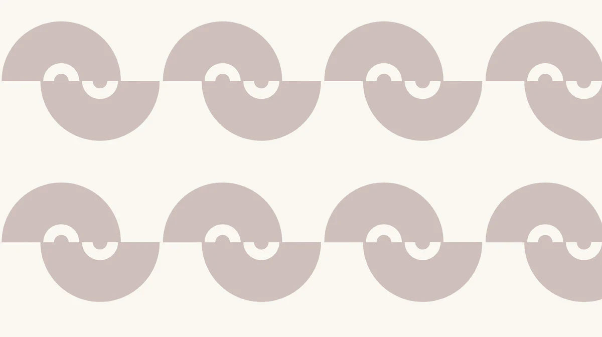 Minimalist Semicircle Wave Mural Wallpaper — Taupe and Off-White Mural Wallpaper - room preview 04