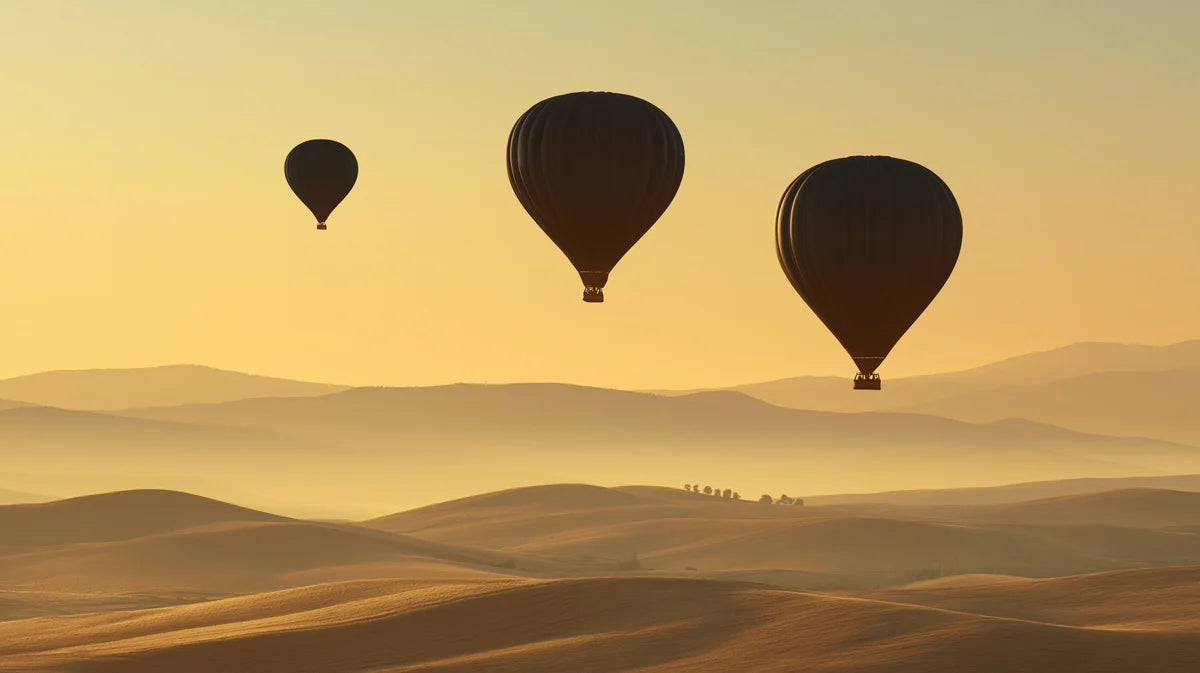 Hot Air Balloon Desert Mural Wallpaper — Cinematic Golden Horizon Mural Wallpaper - room preview 04