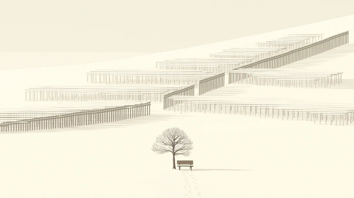 Minimalist Snowy Landscape Mural Wallpaper — Zen Horizon Mural Wallpaper - room preview 04