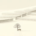 Minimalist Snowy Landscape Mural Wallpaper — Zen Horizon Mural Wallpaper - room preview 04