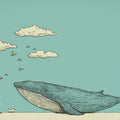 Blue Whale Storybook Mural Wallpaper — Hand-Drawn Sketch Illustration Mural Wallpaper - room preview 04