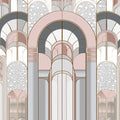 Art Deco Arch Mural Wallpaper — Dusty Rose and Slate Grey Mural Wallpaper - room preview 04