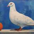 White Pigeon and Orange Oil Painting Mural Wallpaper - room preview 04