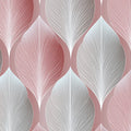 Stylized Leaf Mural Wallpaper — Dusty Rose and Silver Geometric Mural Wallpaper - room preview 04