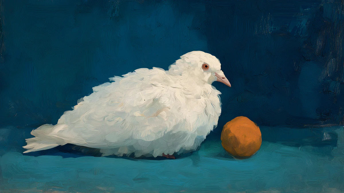 Artistic Still Life Mural Wallpaper Resting White Pigeon Mural Wallpaper - room preview 04