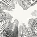 Metropolis Sketch Mural Wallpaper —Architectural Worm's-Eye View Mural Wallpaper - room preview 04