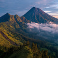 Volcanic Peak Mountain Mural Wallpaper — Cinematic Sunrise Scene Mural Wallpaper - room preview 04