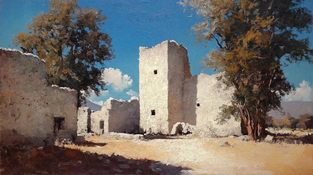Mediterranean Ruin Mural Wallpaper — Oil Painting Style Mural Wallpaper - room preview 04