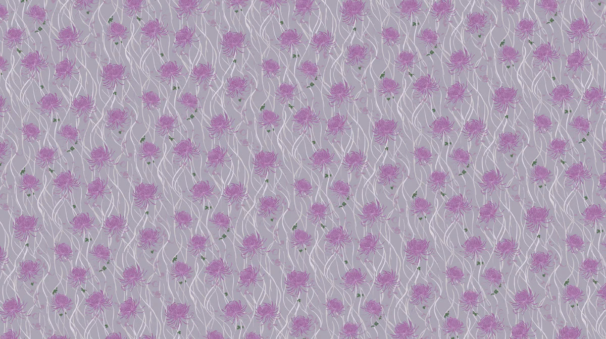 Floating Chrysanthemum Mural Wallpaper — Soft Violet Floral Mural Wallpaper - room preview 04