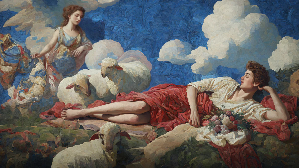 Pastoral Mythological Mural Wallpaper — Classic Baroque Oil Painting Mural Wallpaper - room preview 04