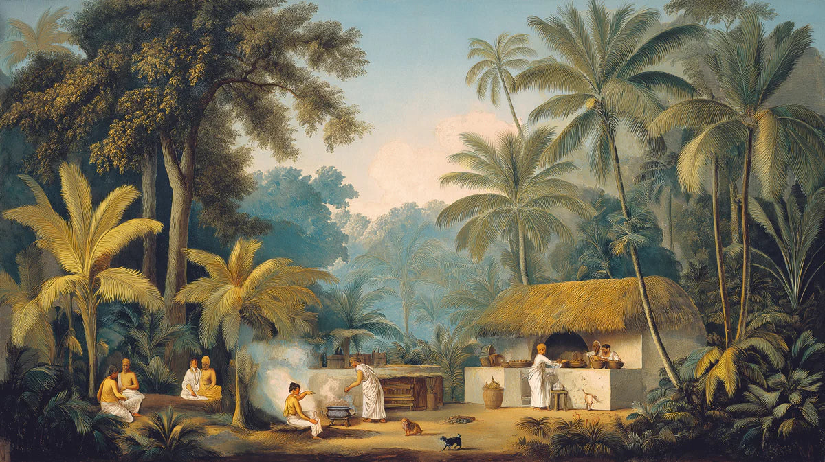 Tropical Explorer Landscape Mural Wallpaper — Vintage Art Style Mural Wallpaper - room preview 04