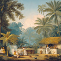 Tropical Explorer Landscape Mural Wallpaper — Vintage Art Style Mural Wallpaper - room preview 04