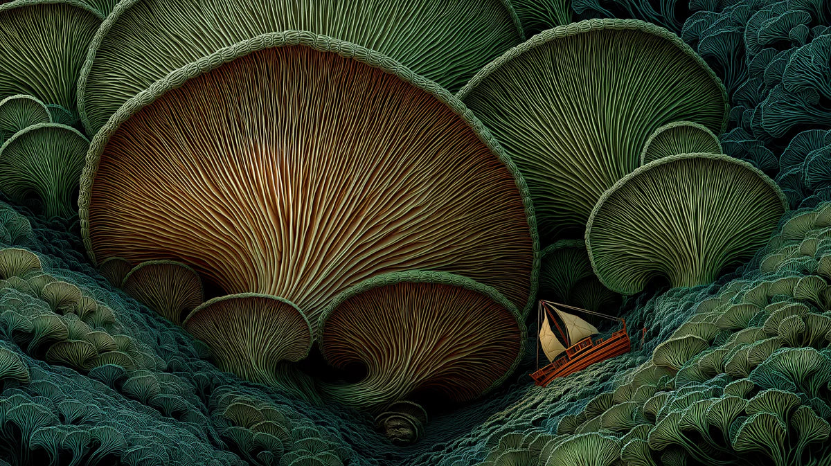 Surreal Nature Mural Wallpaper Giant Mushroom Forest Mural Wallpaper - room preview 04
