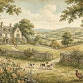 English Manor Pastoral Mural Wallpaper — Traditional Landscape Art Mural Wallpaper - room preview 04