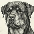 Rottweiler Portrait Mural Wallpaper — Fine Ink Line Art Mural Wallpaper - room preview 04