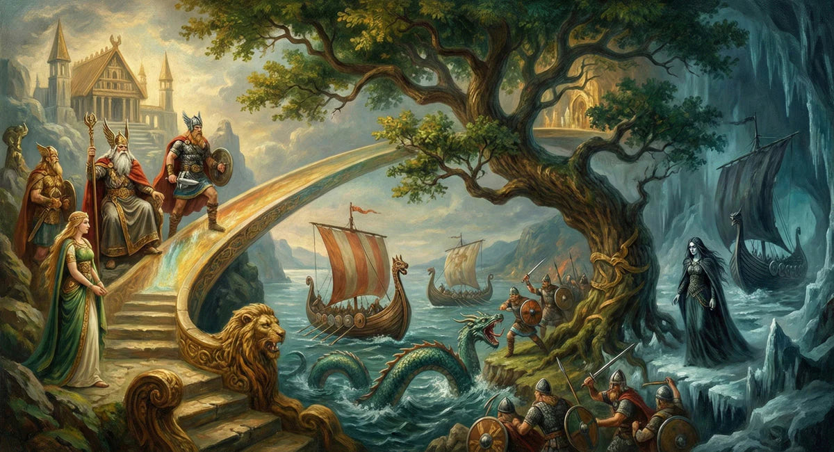 Norse Mythology Mural Wallpaper — Epic Viking Legend Scene Mural Wallpaper - room preview 04