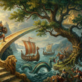 Norse Mythology Mural Wallpaper — Epic Viking Legend Scene Mural Wallpaper - room preview 04