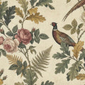 Pheasant and Heirloom Rose Mural Wallpaper in Heritage Palette Mural Wallpaper - room preview 04
