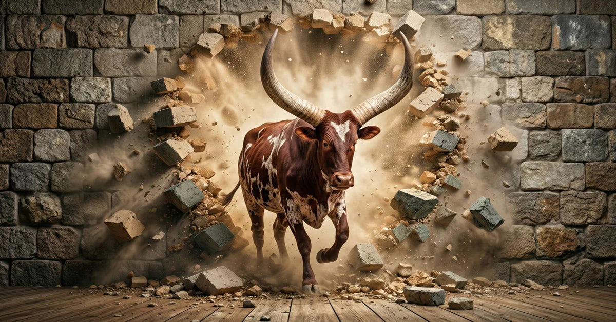 Charging Bull Brick Wall Mural Wallpaper —Dynamic Animal Design Mural Wallpaper - room preview 04