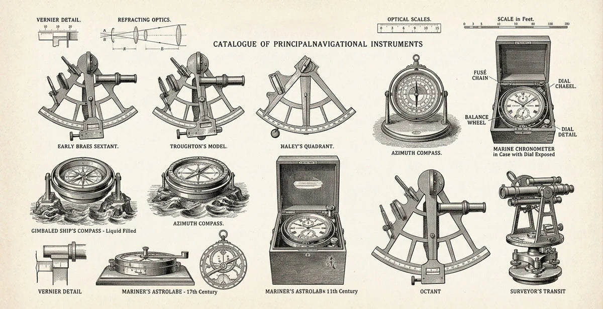 Vintage Navigation Instruments Mural Wallpaper — Academic Study Mural Wallpaper - room preview 04