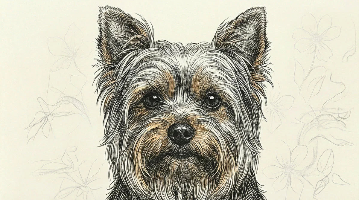 Yorkshire Terrier Sketch Mural Wallpaper — Hand-Drawn Pet Portrait Mural Wallpaper - room preview 04