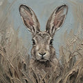 Rustic Hare Oil Painting Mural Wallpaper — Textured Nature Scene Mural Wallpaper - room preview 04