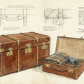 Vintage Travel Trunk Mural Wallpaper — Classic Sketch Illustration Mural Wallpaper - room preview 04