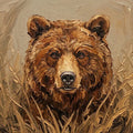 Grizzly Bear Oil Painting Mural Wallpaper in Earthy Tones Mural Wallpaper - room preview 04