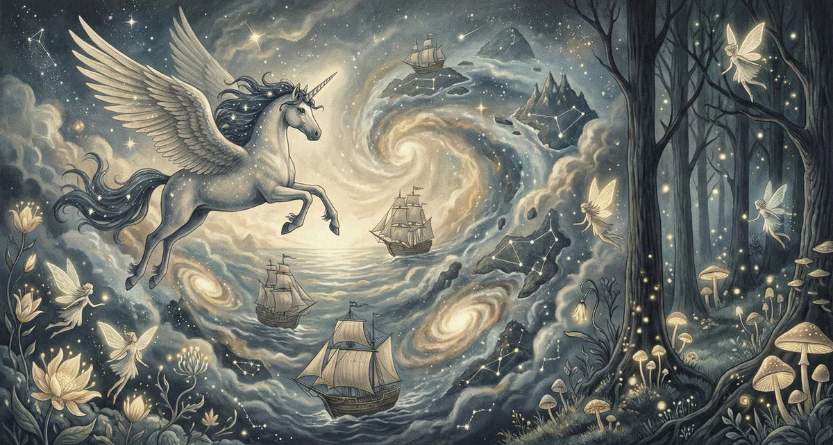 Celestial Pegasus and Fairy Forest Mural Wallpaper - room preview 04