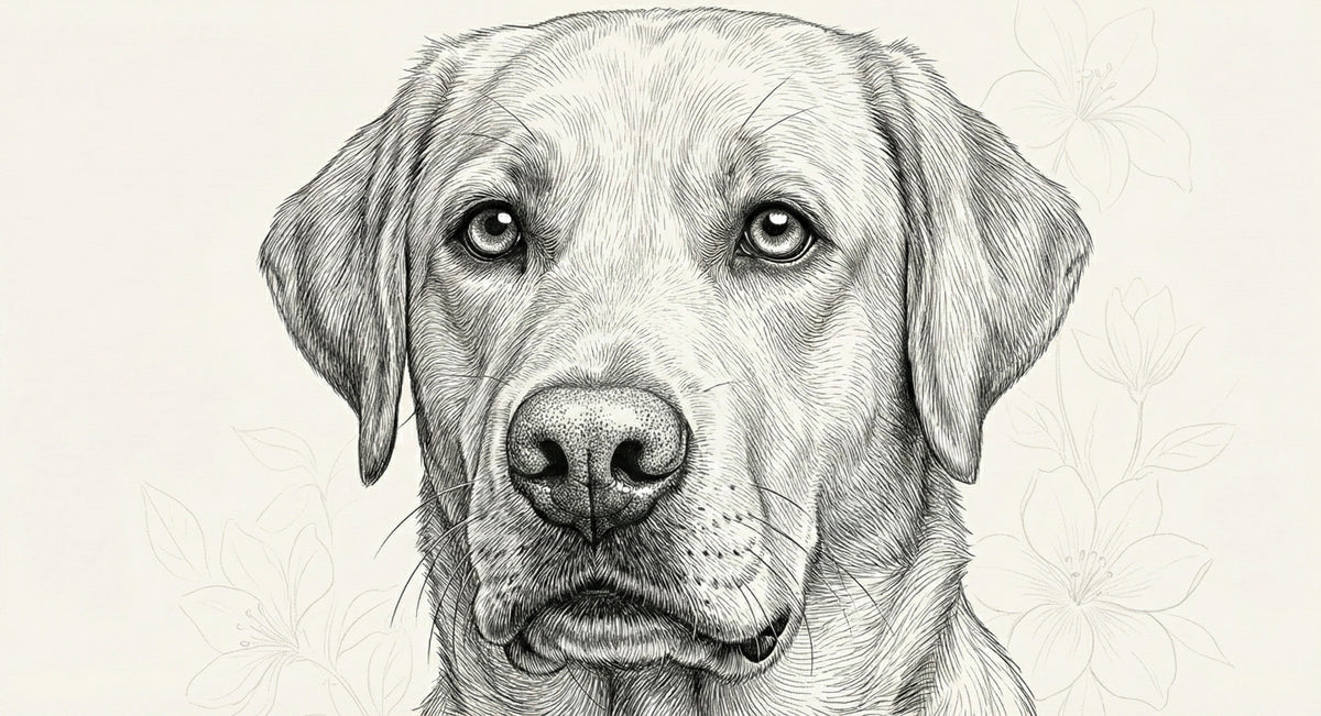 Labrador Portrait Mural Wallpaper — Hand-Drawn Sketch Mural Wallpaper - room preview 04