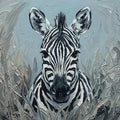 Zebra Portrait Mural Wallpaper in Thick Oil Impasto Texture Mural Wallpaper - room preview 04