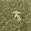 Lamb in Olive Grass Mural Wallpaper — Impasto Oil Painting Style Mural Wallpaper - room preview 04