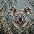 Koala in Eucalyptus Mural Wallpaper — Impasto Oil Style Mural Wallpaper - room preview 04