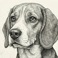 Beagle Dog Sketch Mural Wallpaper — Hand-Drawn Floral Art Mural Wallpaper - room preview 04