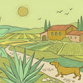 Tuscan Landscape Mural Wallpaper with Dachshund and Fields Mural Wallpaper - room preview 04