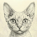 Devon Rex Cat Sketch Mural Wallpaper — Artistic Line Drawing Mural Wallpaper - room preview 04