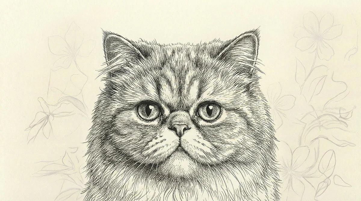 Cat Portrait Line Art Mural Wallpaper — Sophisticated Sketch Design Mural Wallpaper - room preview 04