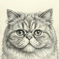 Cat Portrait Line Art Mural Wallpaper — Sophisticated Sketch Design Mural Wallpaper - room preview 04