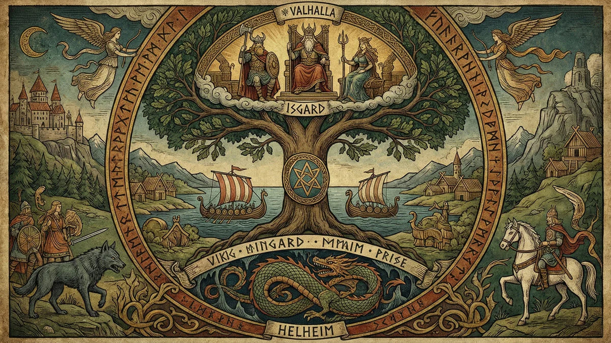 Norse Mythology Yggdrasil Mural Wallpaper — Artistic Heritage Mural Wallpaper - room preview 04