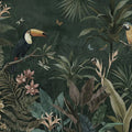 Jungle Paradise Mural Wallpaper in Deep Forest Green Mural Wallpaper - room preview 04