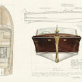 Vintage Boat Blueprint Mural Wallpaper — Nautical Technical Design Mural Wallpaper - room preview 04