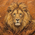 Lion Portrait Mural Wallpaper — Impasto Oil Painting Style Mural Wallpaper - room preview 04