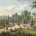 Chateau Gardens Landscape Mural Wallpaper — Vintage European Scene Mural Wallpaper - room preview 04